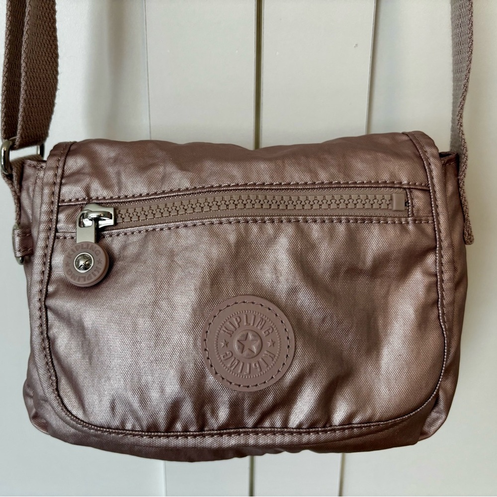 Kipling Sabin Metallic Pink Small Crossbody Bag EUC